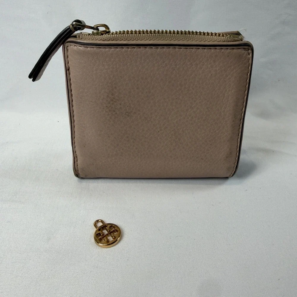 Tory Burch Bifold Wallet Womens OS Pink Leather Britten Mini Compact Wallet